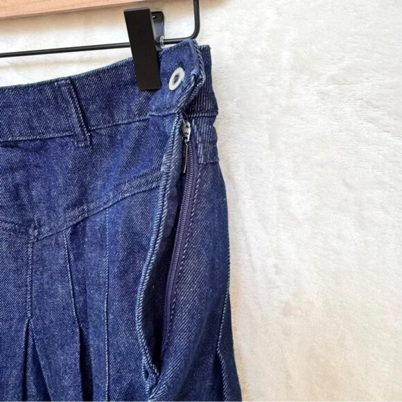 NWOT Free People Scout Denim Vest and Skirt Set in Teal Flower - Picture 14 of 14